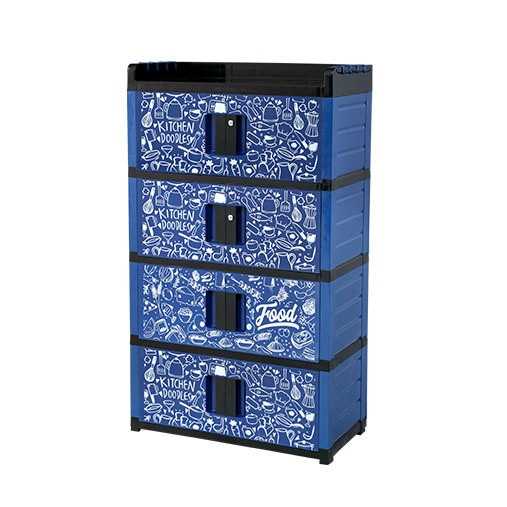 Kitchen Master Solid Door 4 Step Foodiz Blue